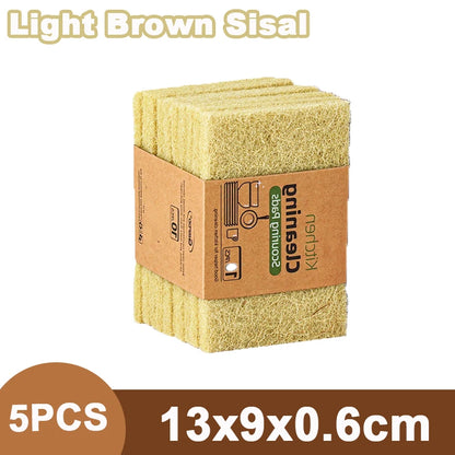 5/10/20PCS Sisal Microfiber Sponge Eco-Friendly Natural Fiber Sponges Kitchen Dishwashing Cleaning Cloth Pan Pot Scouring Pad