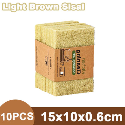 5/10/20PCS Sisal Microfiber Sponge Eco-Friendly Natural Fiber Sponges Kitchen Dishwashing Cleaning Cloth Pan Pot Scouring Pad