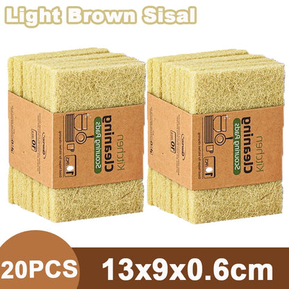 5/10/20PCS Sisal Microfiber Sponge Eco-Friendly Natural Fiber Sponges Kitchen Dishwashing Cleaning Cloth Pan Pot Scouring Pad