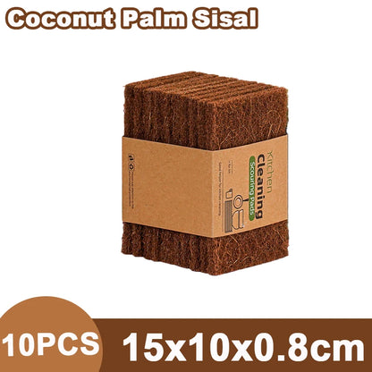 5/10/20PCS Sisal Microfiber Sponge Eco-Friendly Natural Fiber Sponges Kitchen Dishwashing Cleaning Cloth Pan Pot Scouring Pad