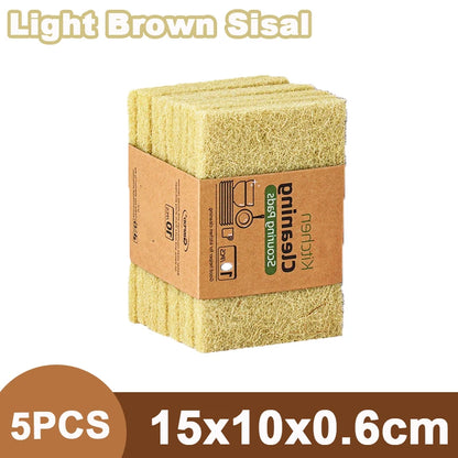 5/10/20PCS Sisal Microfiber Sponge Eco-Friendly Natural Fiber Sponges Kitchen Dishwashing Cleaning Cloth Pan Pot Scouring Pad