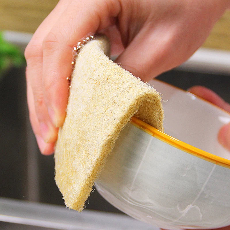 5/10/20PCS Sisal Microfiber Sponge Eco-Friendly Natural Fiber Sponges Kitchen Dishwashing Cleaning Cloth Pan Pot Scouring Pad